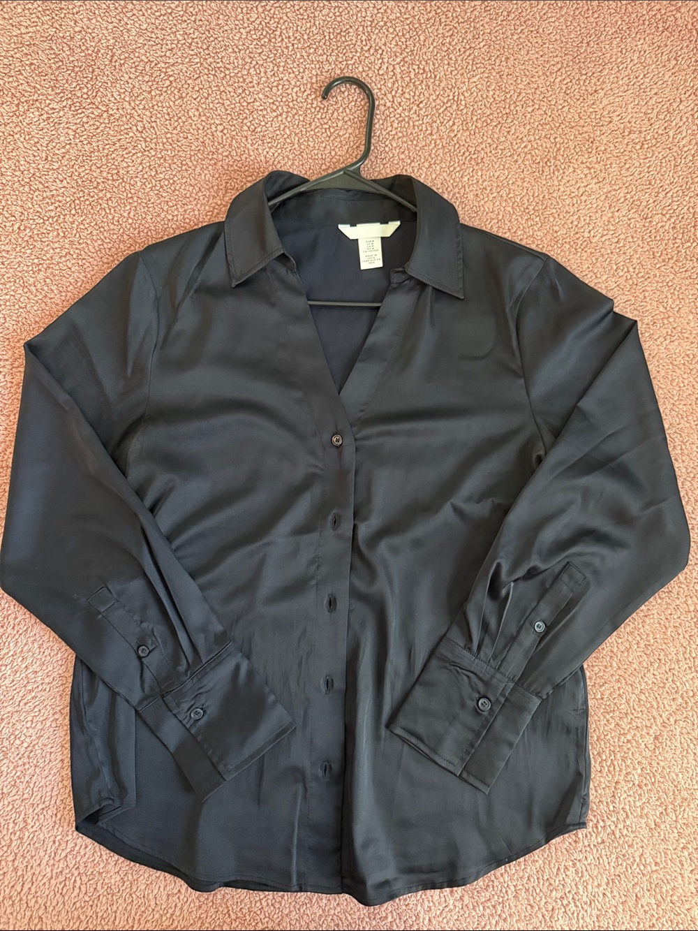 H&M Women's Satin Button-Down Shirt - BLACK